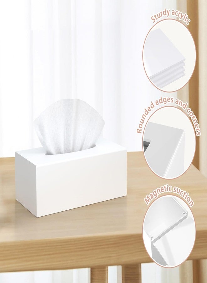 SILUT Tissue Box Cover Rectangle, Tissue Box Holder Decorative, Acrylic Tissue Box Cover, Tissue Holder for Bathroom, Home, Restaurant, Kitchen - Matte White - Image 5